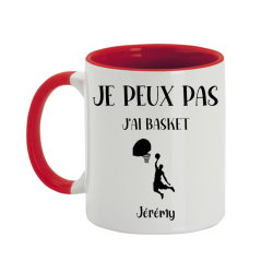 Mug personnalisé joueur en détente Je peux pas j'ai Basket avec prénom