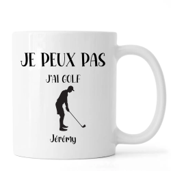 Mug personnalisé Je peux pas j'ai Golf avec prénom