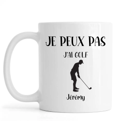 Mug personnalisé Je peux pas j'ai Golf avec prénom