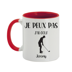 Mug personnalisé Je peux pas j'ai Golf avec prénom