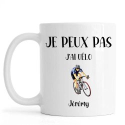 Mug personnalisé Je peux pas j'ai Vélo avec prénom