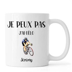 Mug personnalisé Je peux pas j'ai Vélo avec prénom