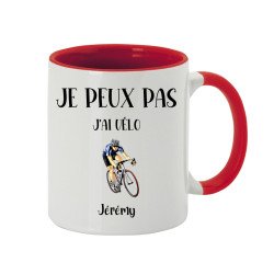 Mug personnalisé Je peux pas j'ai Vélo avec prénom