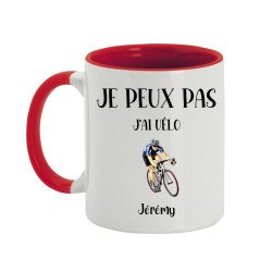 Mug personnalisé Je peux pas j'ai Vélo avec prénom