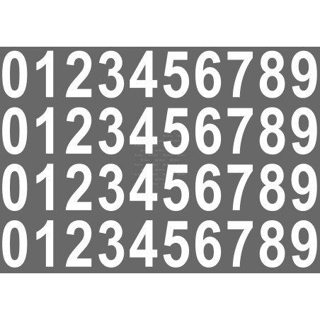 Chiffre numéro autocollant adhésif de 0 à 9 en planche de 40 stickers