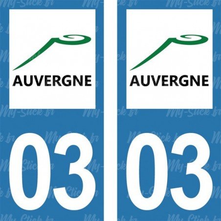 Stickers plaque immatriculation 03 Auvergne