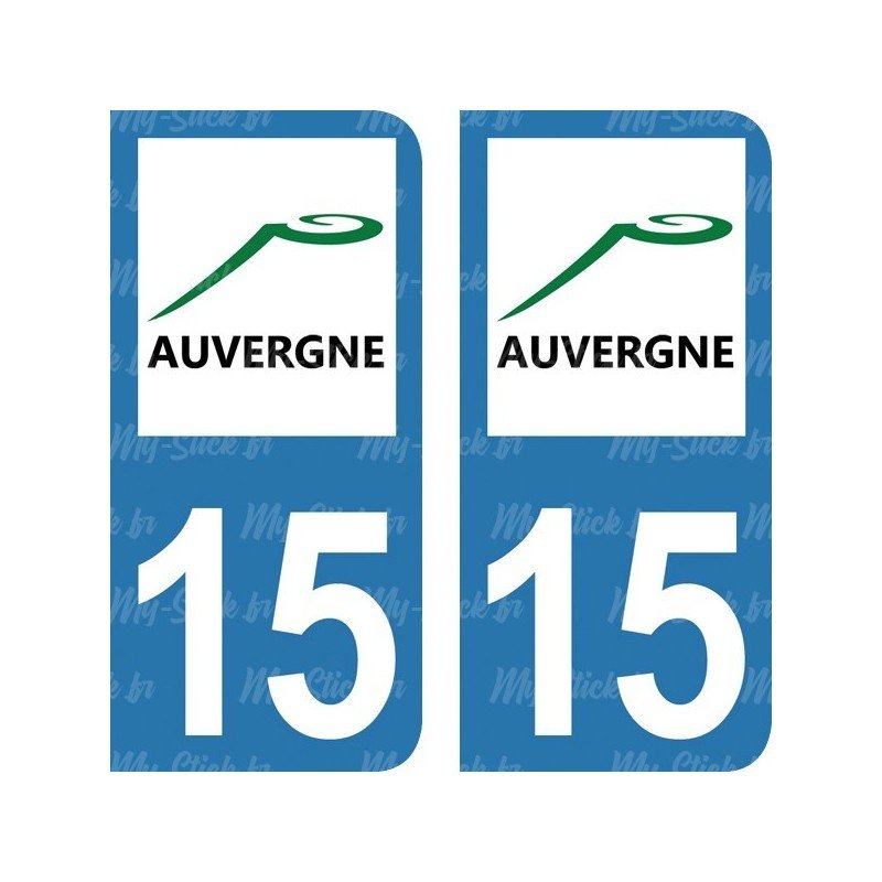 Stickers plaque immatriculation 15 Auvergne