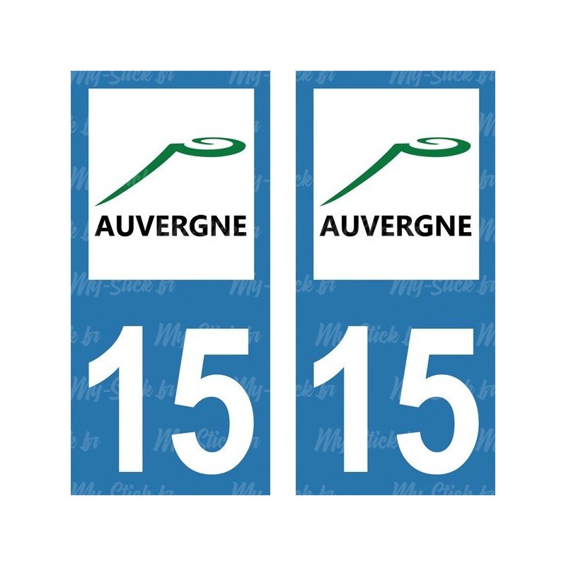 Stickers plaque immatriculation 15 Auvergne