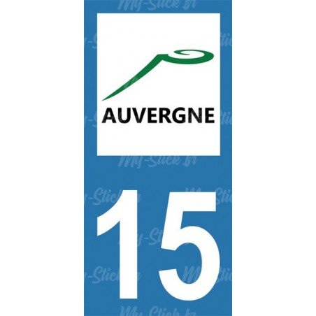 Stickers plaque immatriculation 15 Auvergne