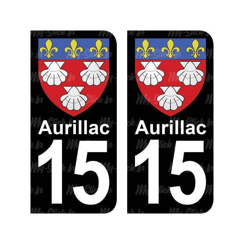 Blason Aurillac - Stickers plaque immatriculation 15