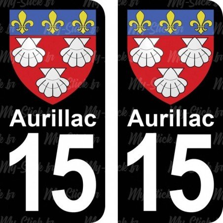 Blason Aurillac - Stickers plaque immatriculation 15