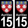 Blason Aurillac - Stickers plaque immatriculation 15