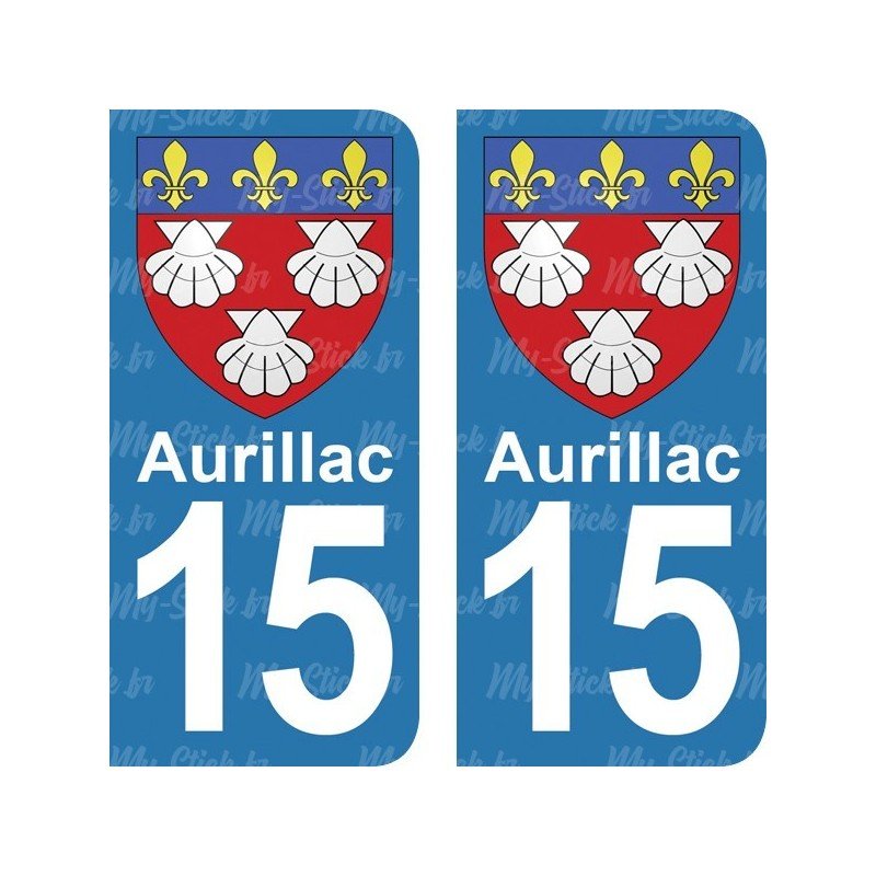 Blason Aurillac - Stickers plaque immatriculation 15