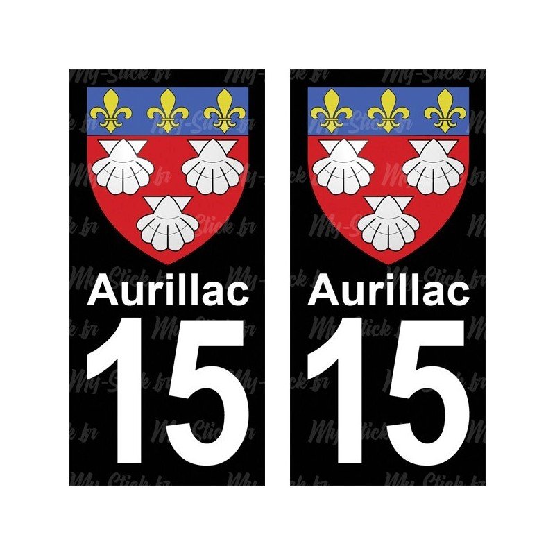 Blason Aurillac - Stickers plaque immatriculation 15