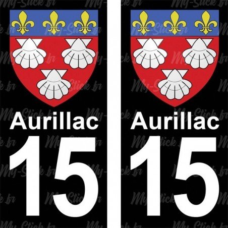Blason Aurillac - Stickers plaque immatriculation 15