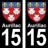 Blason Aurillac - Stickers plaque immatriculation 15