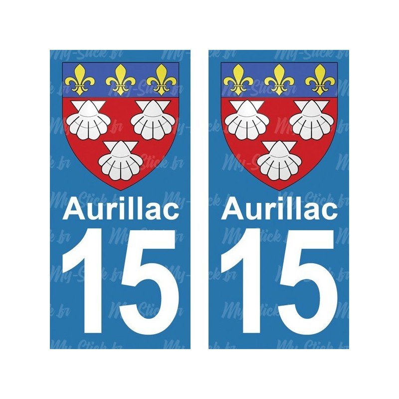 Blason Aurillac - Stickers plaque immatriculation 15