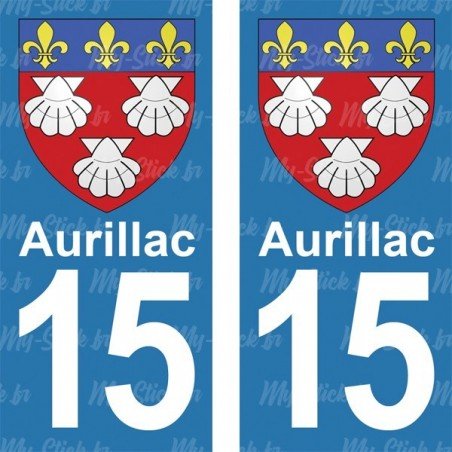 Blason Aurillac - Stickers plaque immatriculation 15