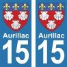 Blason Aurillac - Stickers plaque immatriculation 15