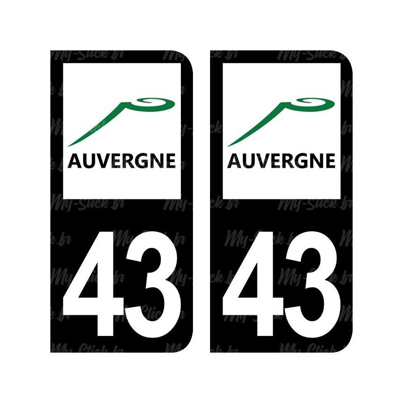 Stickers plaque immatriculation 43 Auvergne