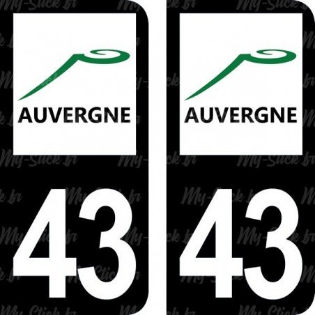 Stickers plaque immatriculation 43 Auvergne