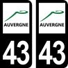 Stickers plaque immatriculation 43 Auvergne