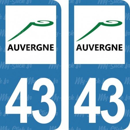 Stickers plaque immatriculation 43 Auvergne