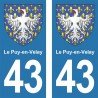 Blason Le-Puy-en-Velay - Stickers plaque immatriculation 43