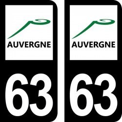 Stickers plaque immatriculation 63 Auvergne