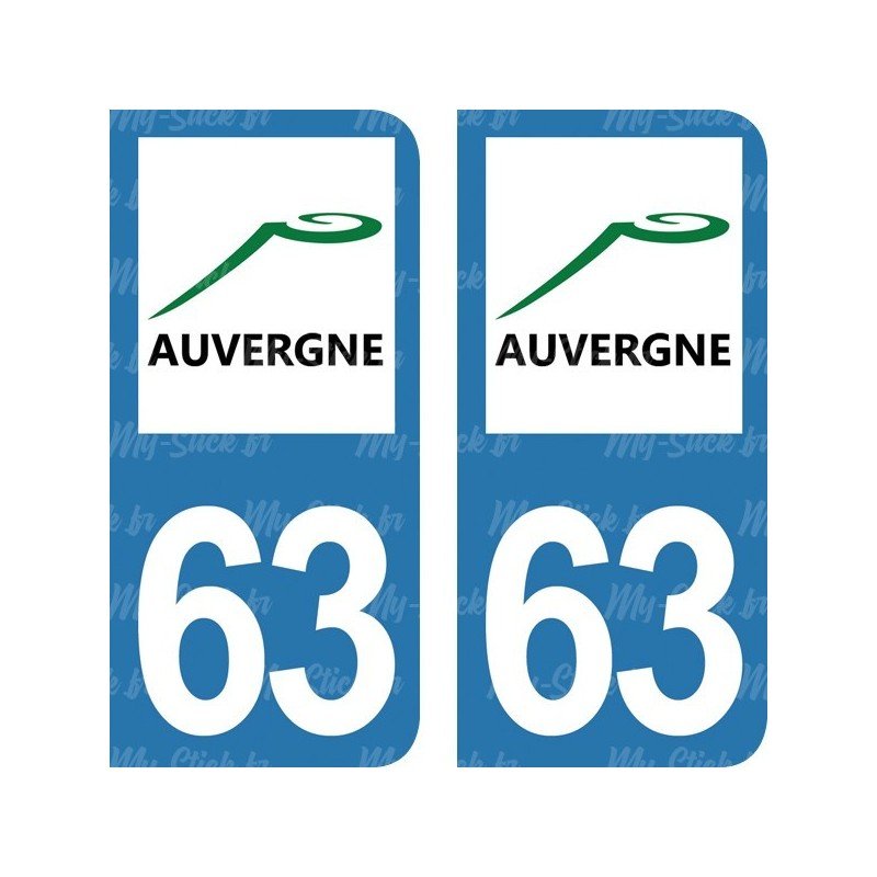 Stickers plaque immatriculation 63 Auvergne