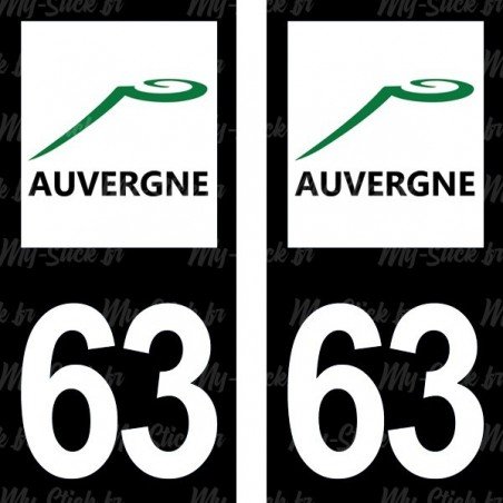 Stickers plaque immatriculation 63 Auvergne