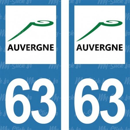 Stickers plaque immatriculation 63 Auvergne