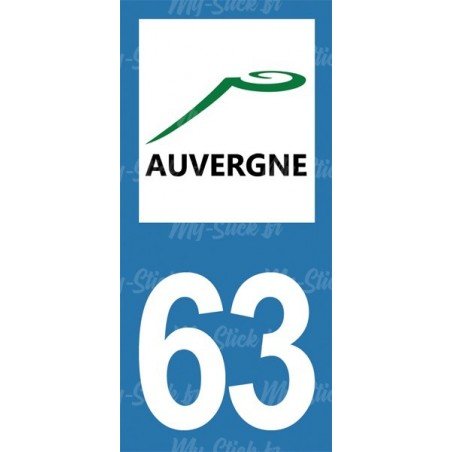 Stickers plaque immatriculation 63 Auvergne