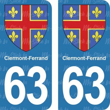 Blason Clermont-Ferrand - Stickers plaque immatriculation 63