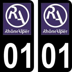 Stickers plaque immatriculation 01 ancienne région logo RA