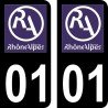 Stickers plaque immatriculation 01 ancienne région logo RA