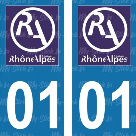 Stickers plaque immatriculation 01 ancienne région logo RA