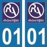 Stickers plaque immatriculation 01 ancienne région logo RA