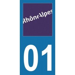 Stickers plaque immatriculation 01 Rhône-Alpes