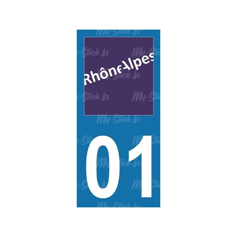 Stickers plaque immatriculation 01 Rhône-Alpes