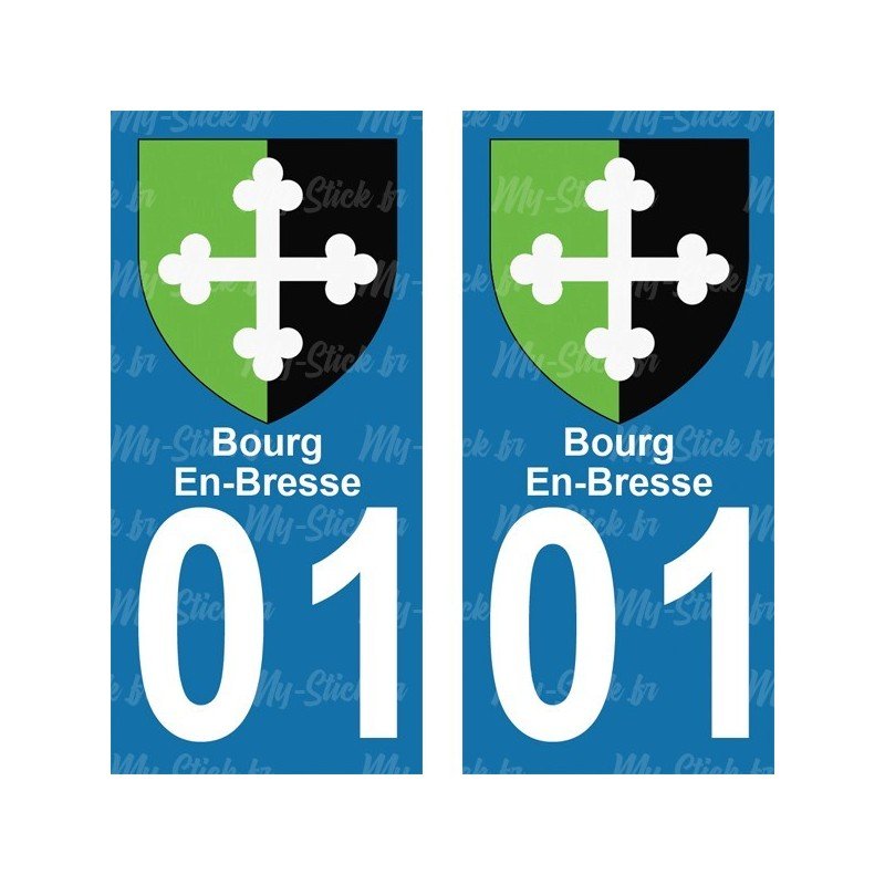 Blason Bourg-en-Bresse - Stickers plaque immatriculation 01