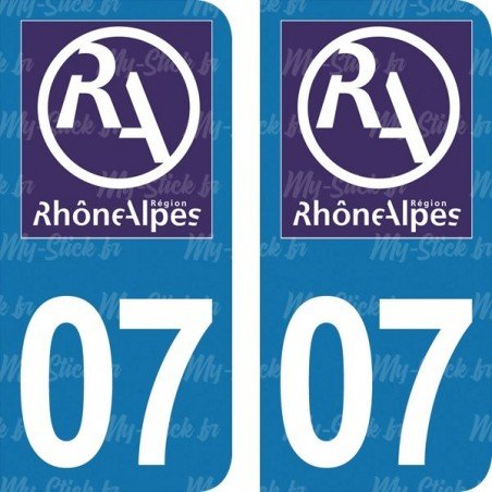 Stickers plaque immatriculation 07 Ancienne région logo RA