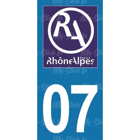 Stickers plaque immatriculation 07 Ancienne région logo RA