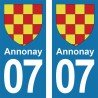 Blason Annonay - Stickers plaque immatriculation 07