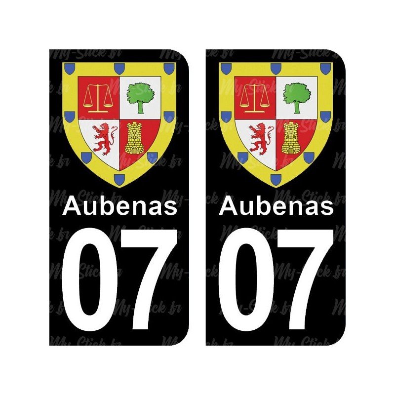 Blason Aubenas - Stickers plaque immatriculation 07