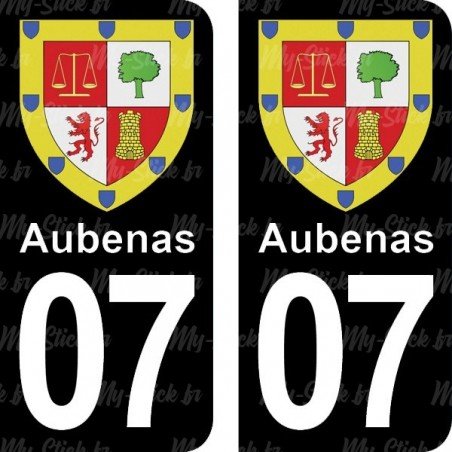 Blason Aubenas - Stickers plaque immatriculation 07