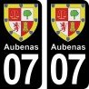 Blason Aubenas - Stickers plaque immatriculation 07