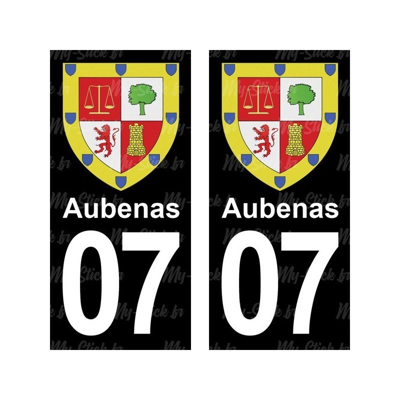 Blason Aubenas - Stickers plaque immatriculation 07