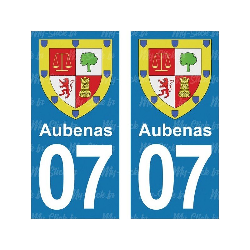 Blason Aubenas - Stickers plaque immatriculation 07