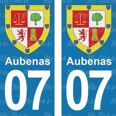 Blason Aubenas - Stickers plaque immatriculation 07